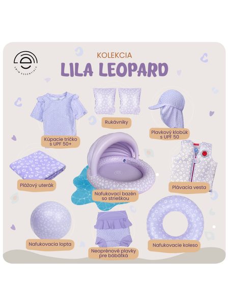 KLOBOUČEK S OCHRANOU KRKU UPF 50 + Leopard lila