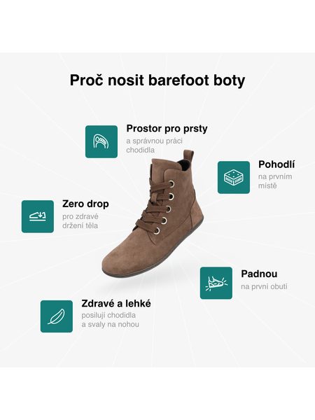 Dámské Barefoot Kotníkové Boty GROUNDIES® Salzburg Tmavě hnědé