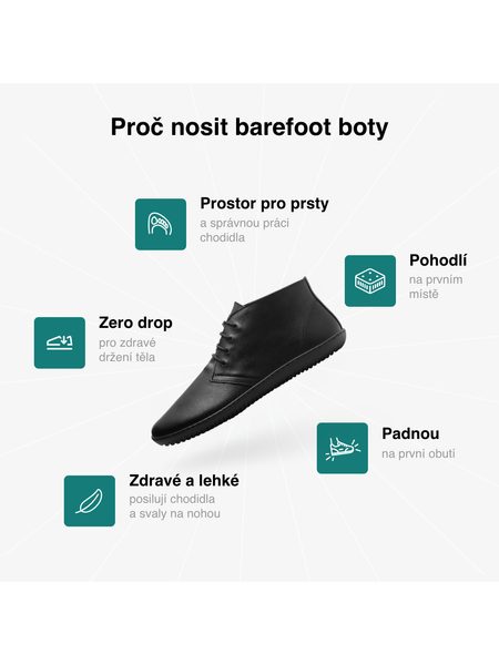 Barefoot Kotníkové Boty GROUNDIES® Milano Černé