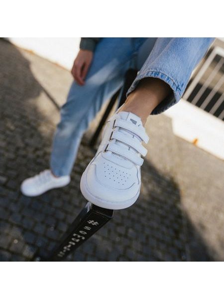 Ténis barefoot Barebarics Zing Velcro branco - Pele