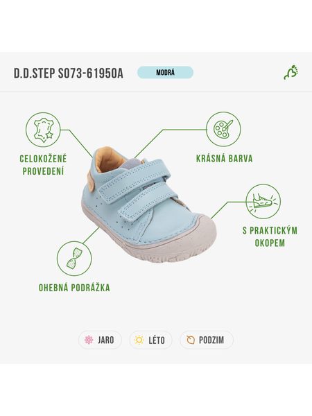 D.D.STEP S073-61950C Modrá | Dětské barefoot celoroční boty