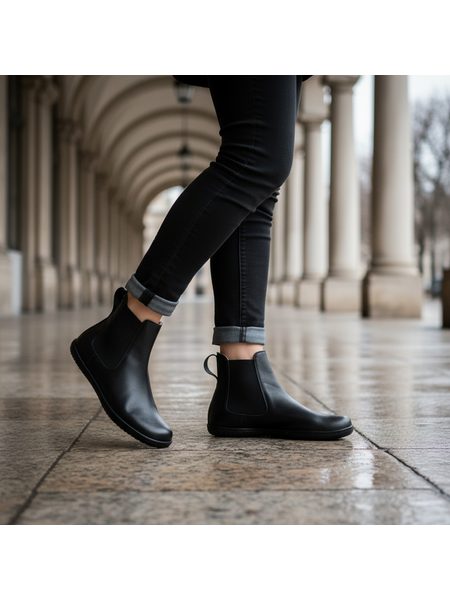 ANGLES NYX WINTER Black | Barefoot zateplené chelsea boty