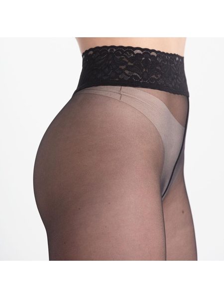 PUNČOCHY S KRAJKOVÝM PÁSEM NADOTEC KRÁSY 30 DEN Černá