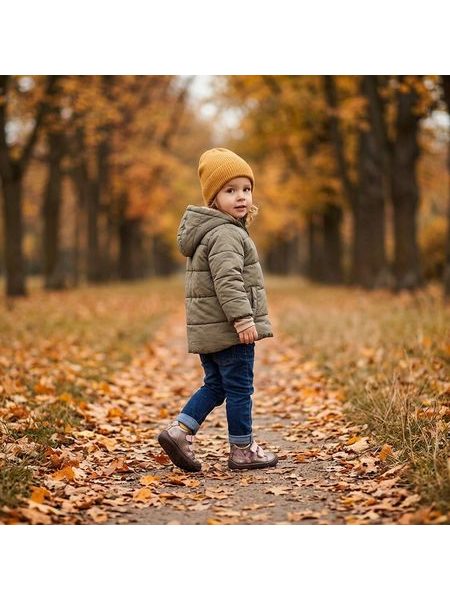 Holčička v dětských barefoot botách D.D.STEP S073-62321 na podzimní procházce
