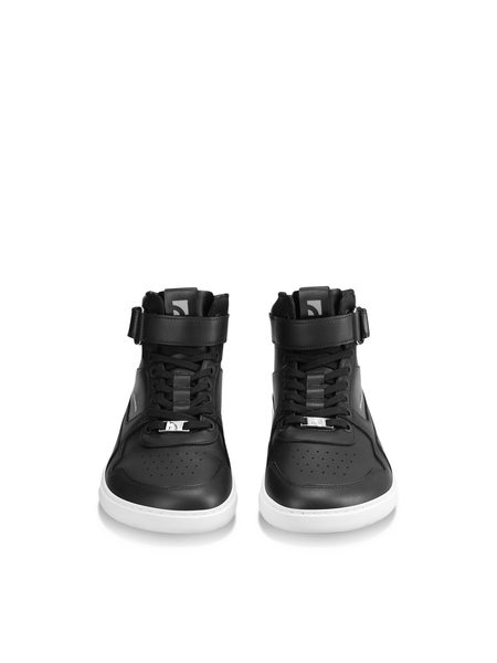 Adidași barefoot Barebarics Zing High Top negri și albi din piele