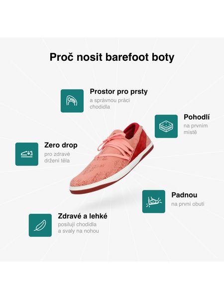 Dámské Barefoot Tenisky Slip-On Boty GROUNDIES® Osaka Červené