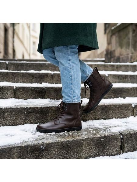 Barefoot zateplené členkové topánky ANGLES ORPHEUS WINTER ZIP 2.0 hnedé