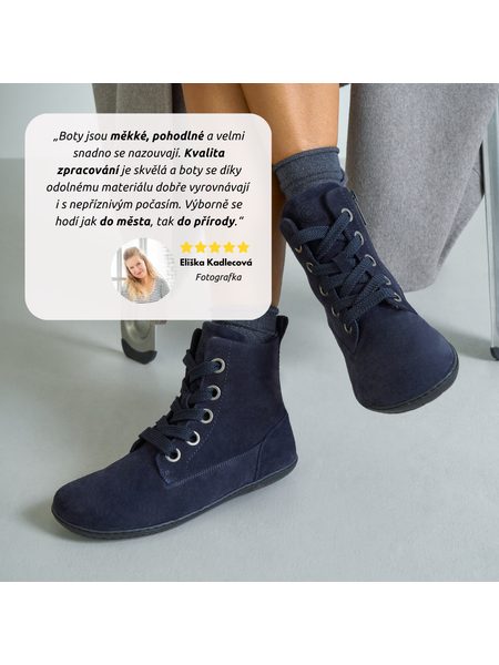 Dámské Barefoot Kotníkové Boty GROUNDIES® Salzburg Půlnoční Modrá
