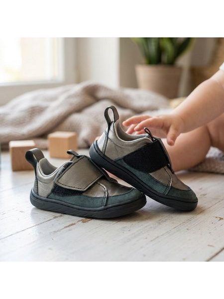 PEGRES PRVNÍ BOTIČKY SBF64 Antracit | Dětské první barefoot botičky
