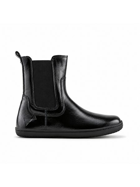 Dámské Barefoot Zateplené chelsea boty ANGLES ORION černé lakované