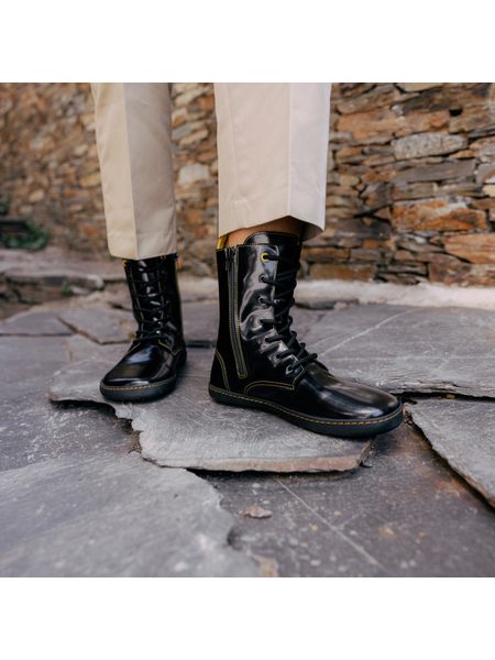 SHAPEN MAVERICK Black Yellow | Kotníkové barefoot boty