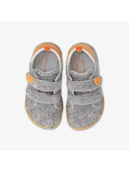 Dětské Barefoot Přezůvky GROUNDIES® Malmö Home Šedo Oranžové