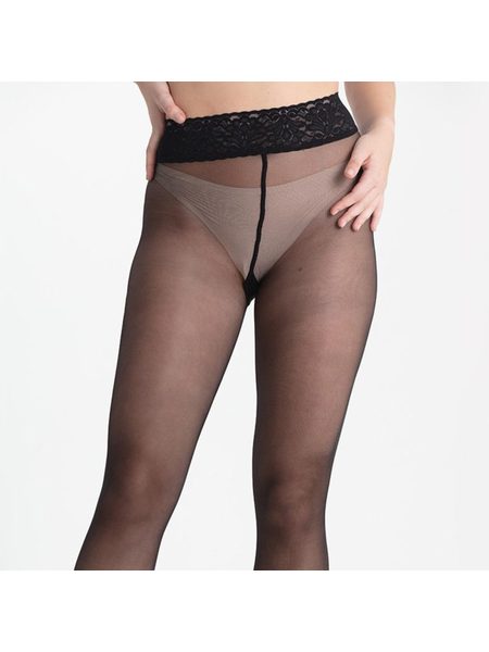 PUNČOCHY S KRAJKOVÝM PÁSEM NADOTEC KRÁSY 30 DEN Černá