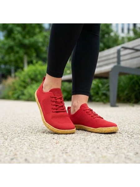 Dámské Barefoot Tenisky GROUNDIES® Active Knit Třešňově Červené
