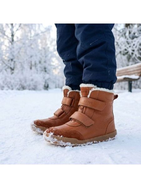 Ghete barefoot de iarnă pentru copii RAYVE LAHTI maro coniac