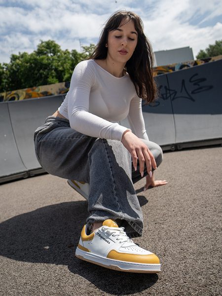 Adidași barefoot Barebarics Wave albi cu galben