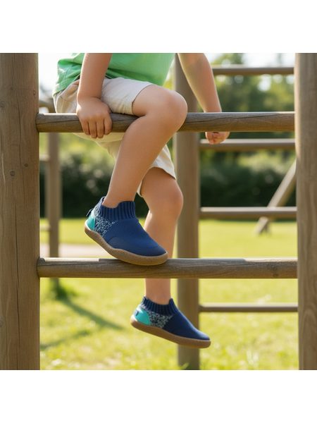 Dětské Barefoot Slip-On Tenisky GROUNDIES® Nara Kids Modro Zelené
