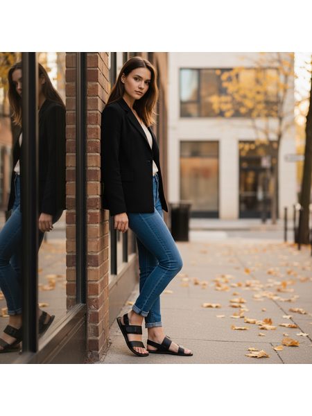 Barefoot Sandály GROUNDIES® Kos Černé