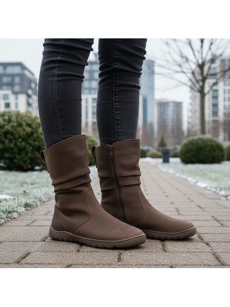 Barefoot Zateplené Kozačky GROUNDIES® Odessa GX2 Hnědé