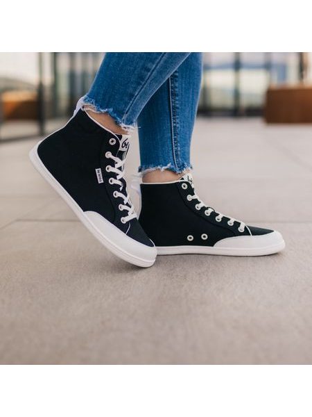 Barefoot bokacsizma Be Lenka Rebound High Top fekete/fehér