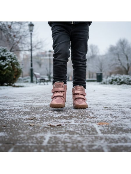 FRODDO ZIMNÍ FURRY Pink Gold | Dětské zimní zateplené barefoot boty