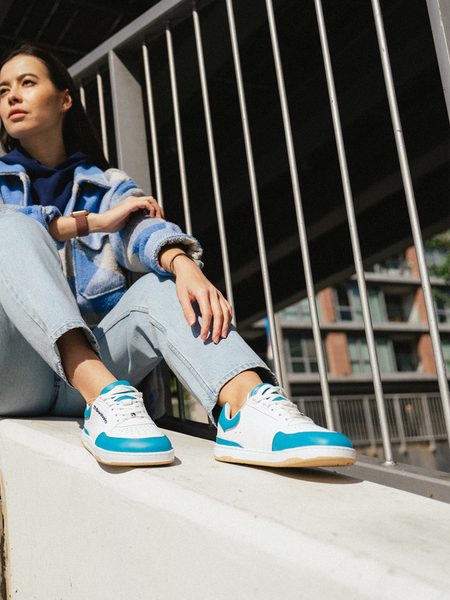 Ténis barefoot Barebarics Wave branco e turquesa-escuro