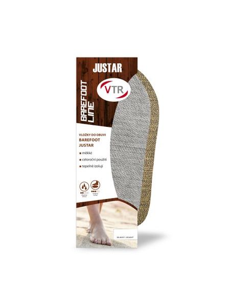 VTR VLOŽKY DO BOT BAREFOOT JUSTAR Šedé 12