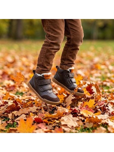 Dětské Barefoot zimní zateplené boty RAYVE TALINN 3.0 tmavě hnědé