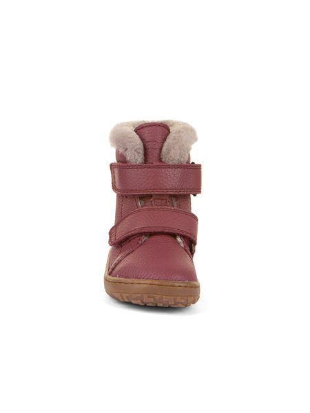 FRODDO KOTNÍKOVÉ ZIMNÍ FURRY BOOT Bordeaux | Dětské zimní zateplené barefoot boty