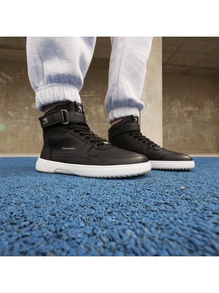 Adidași barefoot Barebarics Zing High Top negri și albi din piele