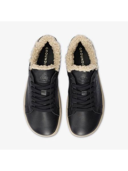 Dámské zateplené Barefoot Tenisky GROUNDIES® Universe Teddy Černé