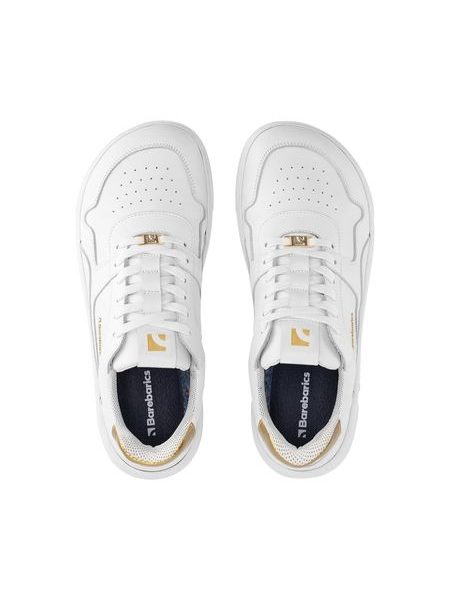 Adidași barefoot Barebarics Zing albi cu auriu - piele