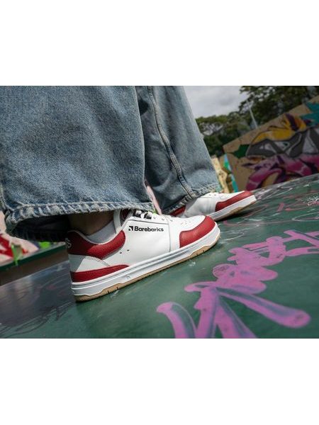 Ténis barefoot Barebarics Wave branco e vermelho carmim