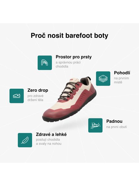 Dámské Barefoot Outdoorové Boty GROUNDIES® All Terrain Low 2.0 Červeno Žluté