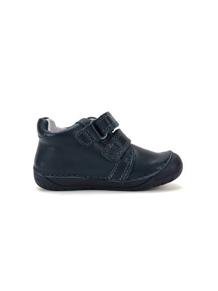 Dětské barefoot celoroční boty D.D.STEP S070-62964A tmavě modré traktor - detail suchých zipů