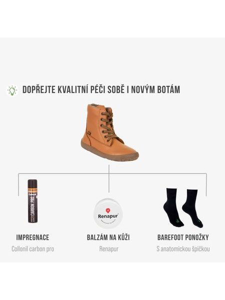 FRODDO VYŠŠÍ KOŽENÉ ZIMNÍ TEX LACES Cognac