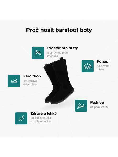 Barefoot Kozačky GROUNDIES® Tucson Černé