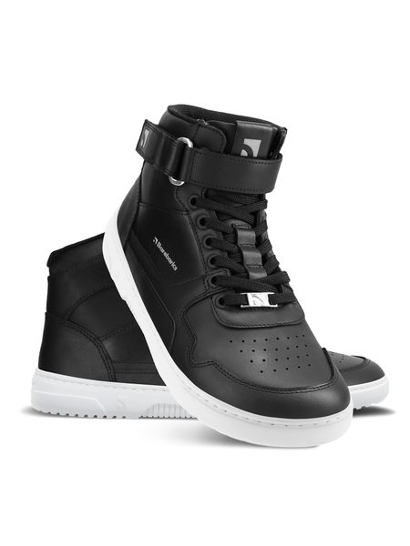 Adidași barefoot Barebarics Zing High Top negri și albi din piele