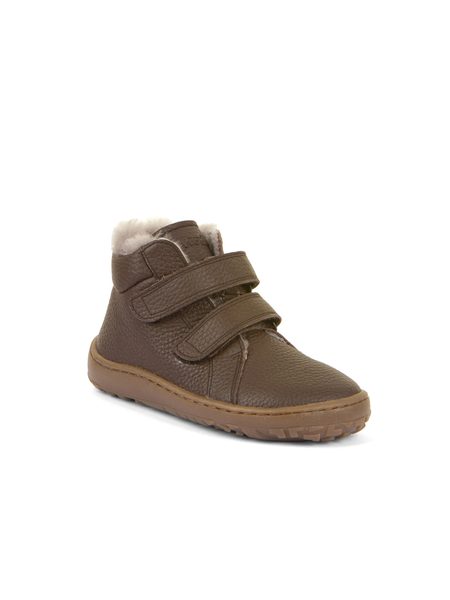 Dětské zimní zateplené barefoot boty FRODDO KOTNÍKOVÉ ZIMNÍ FURRY tmavě hnědé