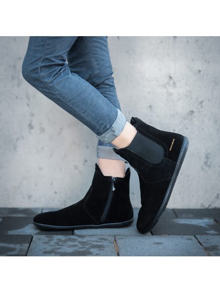 Barefoot Zateplené Chelsea GROUNDIES® CAMDEN MID Černé Barefoot+