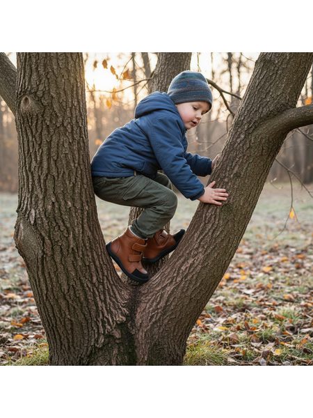 BABY BARE FEBO WINTER Brown Asfaltico | Dětské zimní zateplené barefoot boty