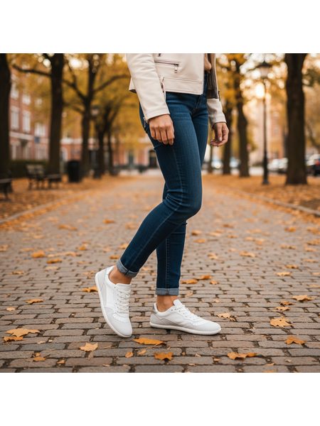 Dámské Barefoot Tenisky GROUNDIES® Nova GO1 Bílo Stříbrné