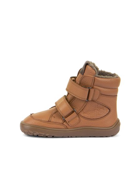 Dětské barefoot zimní boty FRODDO WINTER TEX hnědé koňakové