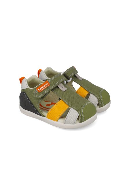 BIOMECANICS SANDÁLY WIDER CANVAS Khaki | Dětské barefoot sandály