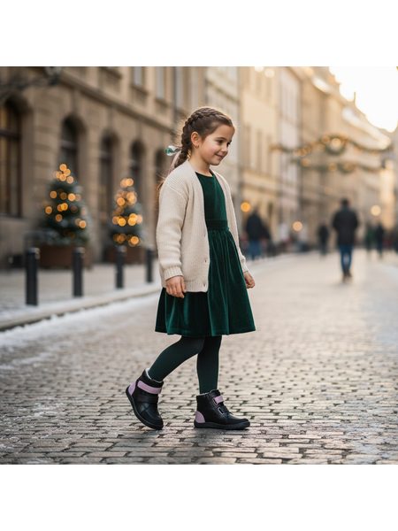 BABY BARE FEBO WINTER Sparkle Black Asfaltico | Dětské zimní zateplené barefoot boty