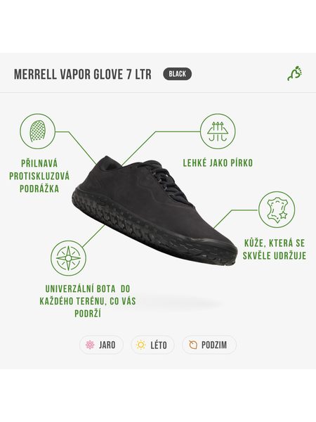 MERRELL VAPOR GLOVE LTR 7 Black | Sportovní barefoot tenisky