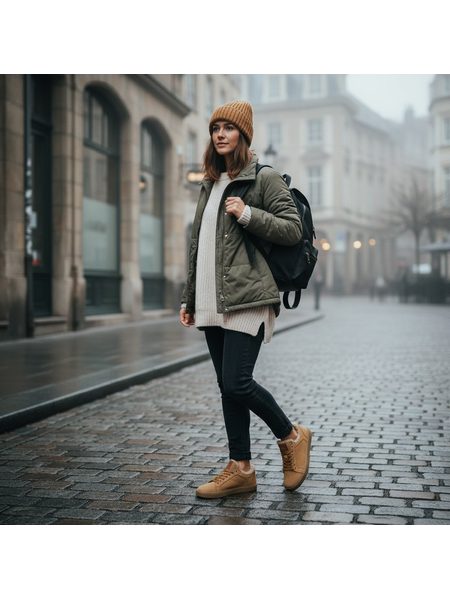 Dámské zateplené Barefoot Tenisky GROUNDIES® Universe Teddy Koňakové