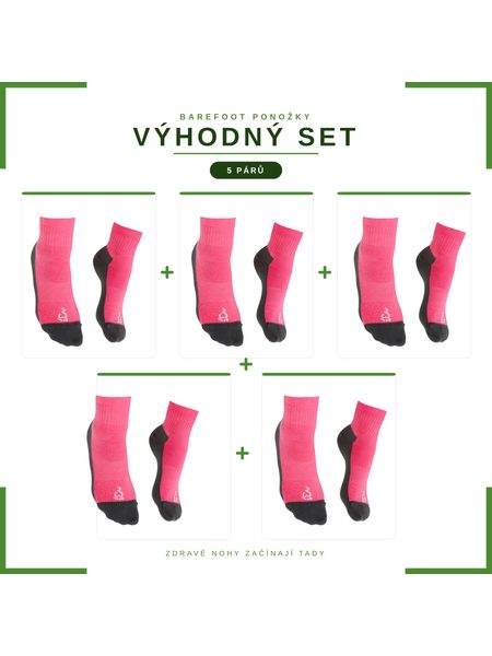 DĚTSKÉ NABOSO BAREFOOT BAMBUSOVÉ PONOŽKY Růžové VÝHODNÝ SET 5 KUSŮ