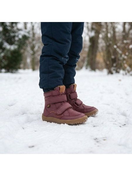 Botas de invierno barefoot para niños FRODDO WINTER TEX burdeos