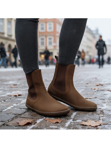 Dámské Barefoot+ Zateplené Chelsea GROUNDIES CAMDEN Čokoládové